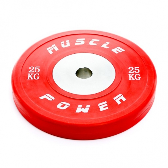 Muscle Power Competitie Bumper Plate rood 25 KG MP809 Bestel bij fitness24.nl